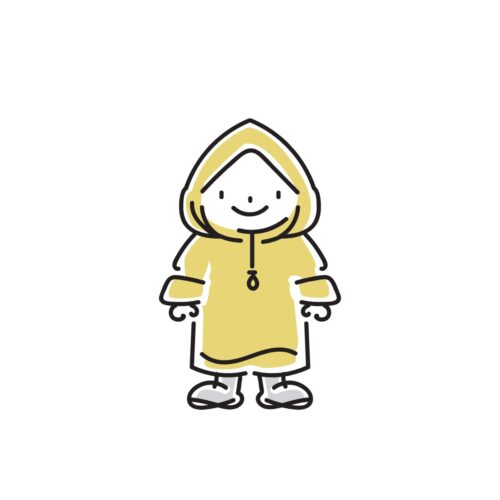黄色いレインコートを着た子どものイラスト